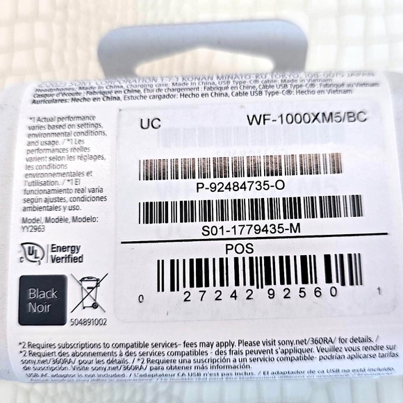 Factory Sealed Sony WF-1000XM5/B The Best Wireless Bluetooth Earbuds - Black - Picture 6 of 6